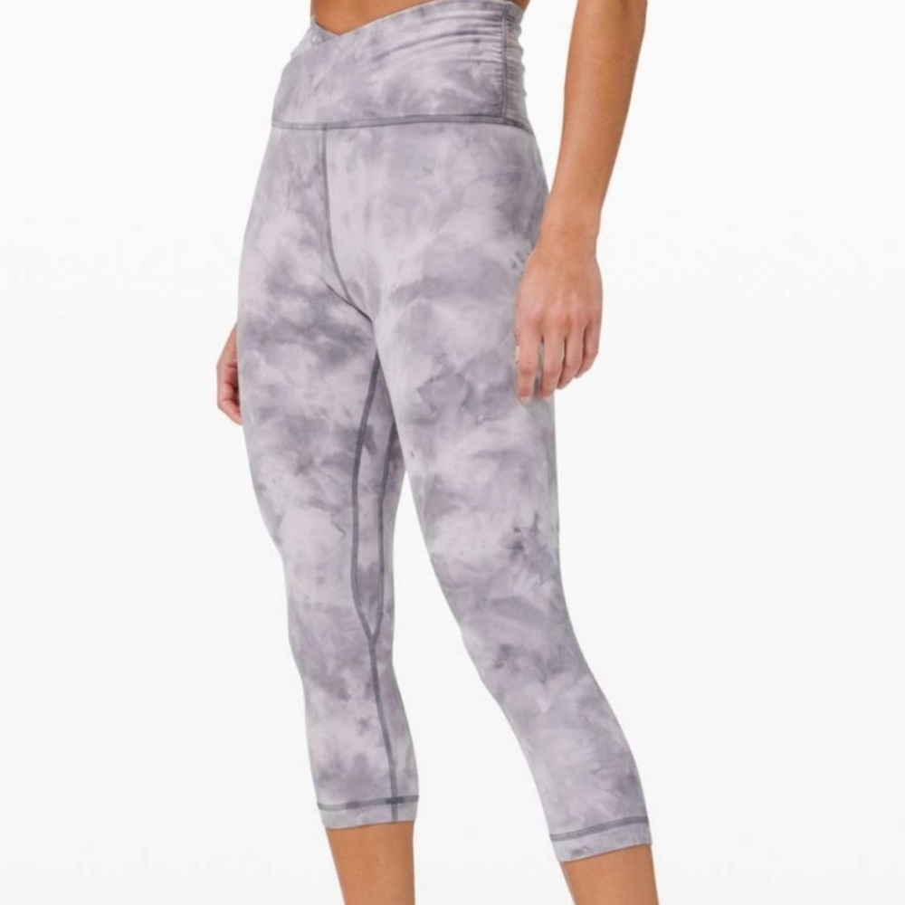 Lululemon Align Crop 21" Cross Waist Diamond Dye Stargaze Pitch Gray Leggings 6